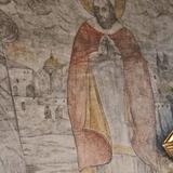 Malowidło ścienne przedstawiające świętego.