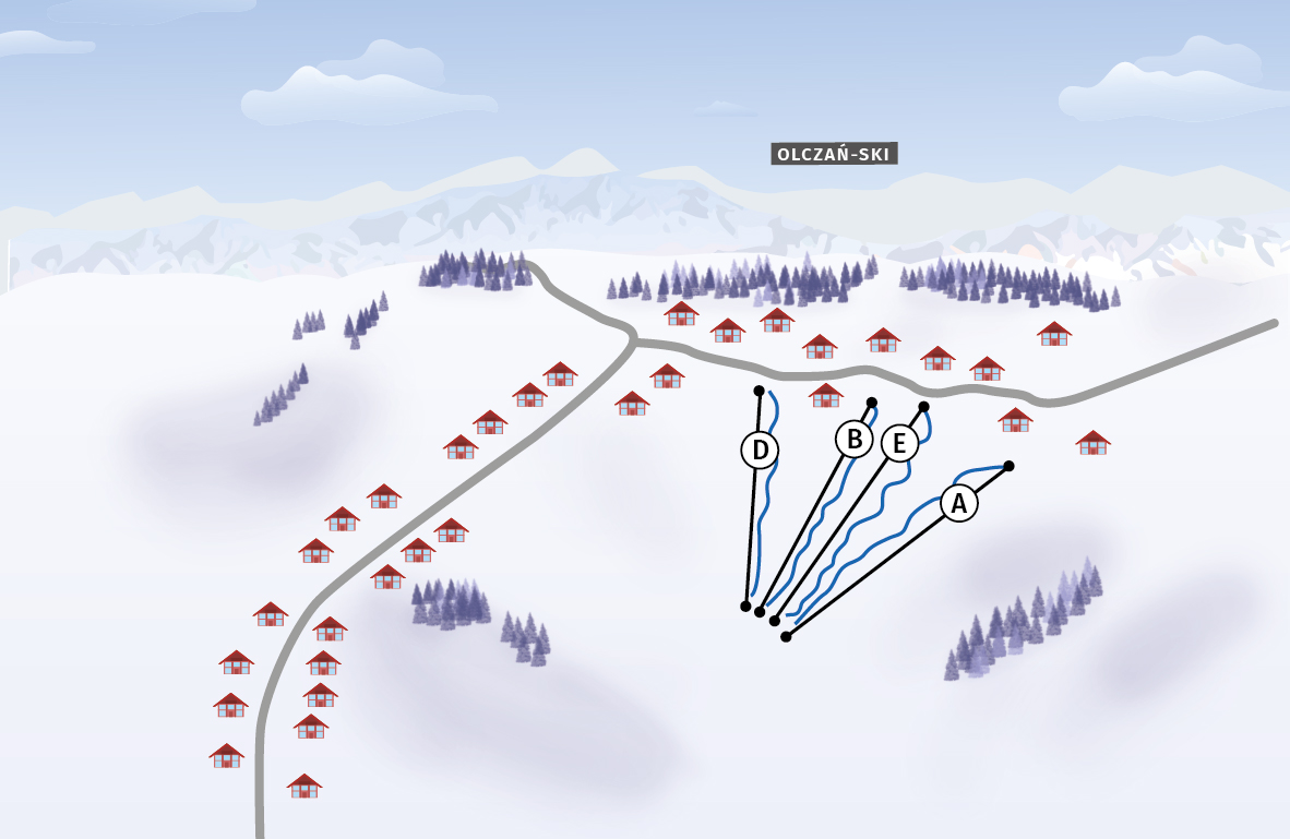 mapa stacji narciarskiej Olczań- ski